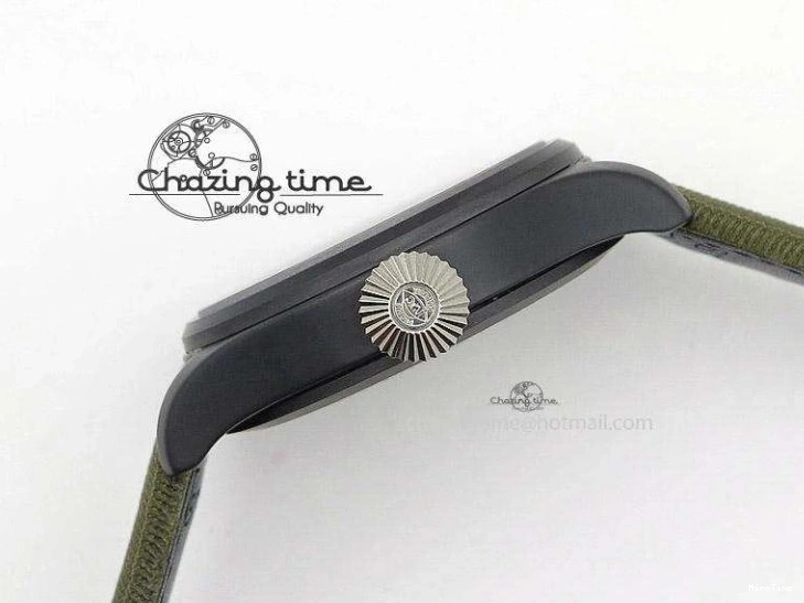 MIROTIME 0301 Big Pilot Top Gun Miramar PVD Plated Titanium on Green Nylon Strap A23J Refined 7398